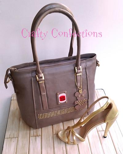 Guess handbag and gold sandal 40th birthday cake - Cake by Craftyconfections