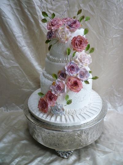 Majestic Rose Wedding Cake - Cake by Gayle Jones