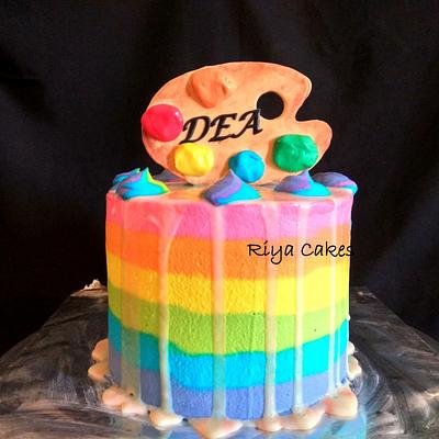 Rainbow color palette cake - Cake by Riya