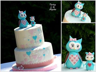 owl baby shower  - Cake by Myska