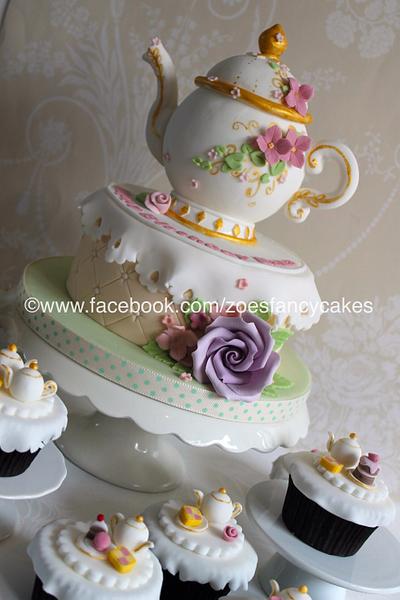 Tea party cake and cupcakes - Cake by Zoe's Fancy Cakes