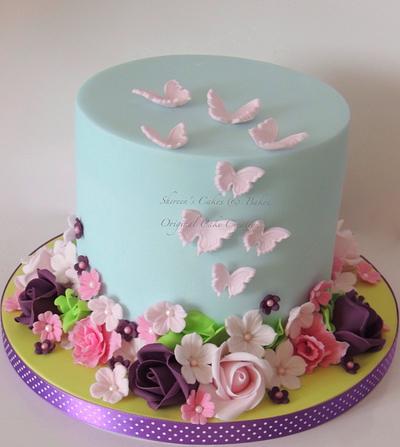 Flowers and butterflies - Cake by Shereen