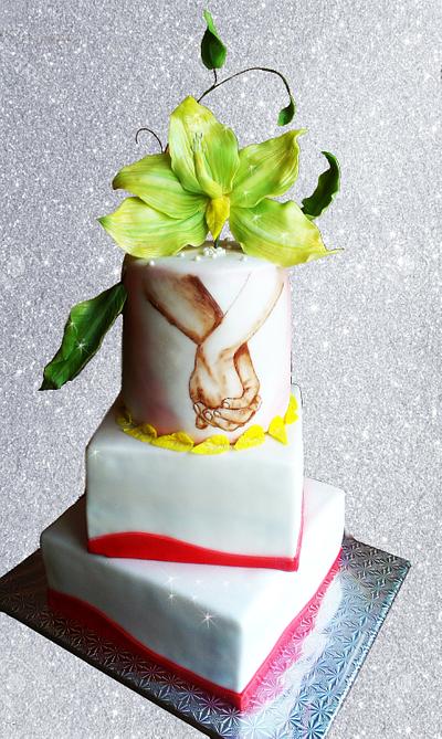 Wedding hand painted cake - Cake by Dana Gargulakova