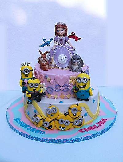Minions and Princess Sofia  - Cake by Zuzana Bezakova