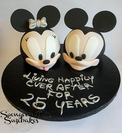 3D Mickey & Minnie 25 Year anniversary Cakes! - Cake by Spongecakes Suzebakes