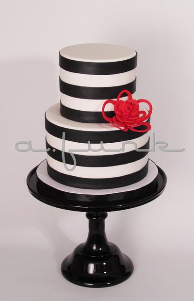 Bold Stripes & Whimsy Flower  - Cake by afunk