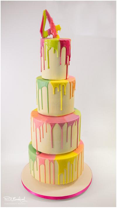 Dripping Rainbow Cake - Cake by Paul Bradford Sugarcraft School 
