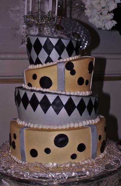 Topsy Turvy gold,silver, black birthday cake - Cake by Nancys Fancys Cakes & Catering (Nancy Goolsby)
