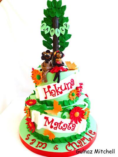 "Hakuna Matata" engagement cake with "The tree tutorial" - Cake by Gulnaz Mitchell