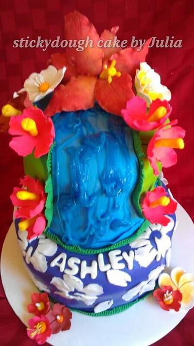 waterfall tropical  - Cake by sticky dough cakes by Julia in Ferndale