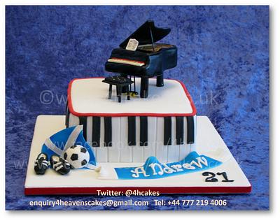 Piano Playing Footballer's Birthday Cake - Cake by 4hcakes