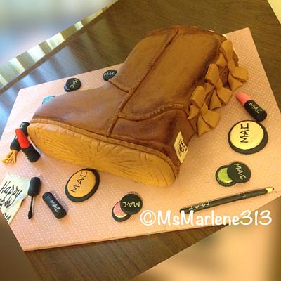 UGG Bailey Bow Boot  - Cake by Cakelady313