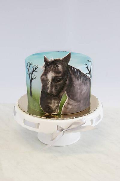 Airbrushed horse  - Cake by Sugar Witch Terka 