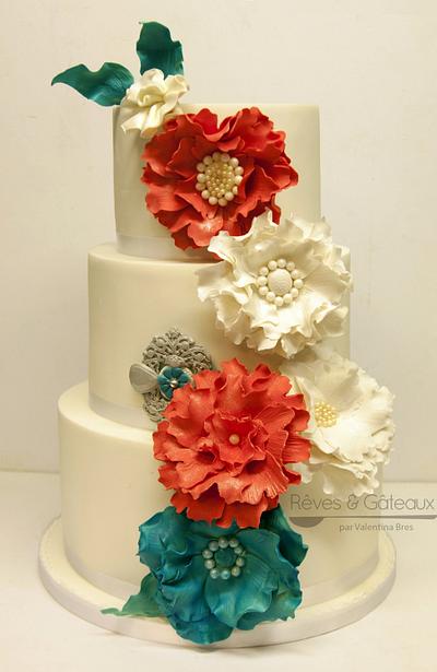Flower wedding cake - Cake by Rêves et Gâteaux