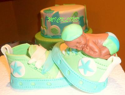 baby shoes and baby - Cake by Linda