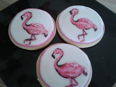 Flamingo rose biscuits - Cake by Lucy at Bedlington Bakery 