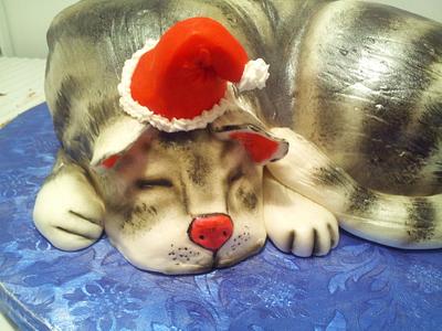kitten cake with Santa hat - Cake by Eric Johnson