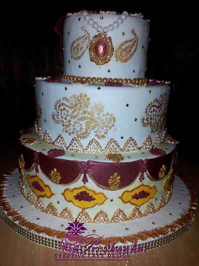 Indian Style Wedding Cake with saree design - Cake by Mary Yogeswaran