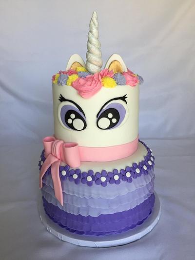 Unicorn with purple ruffles - Cake by Laurie