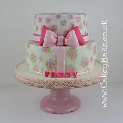 Hand Painted Cath Kidston Style 1st birthday cake - Cake by CakeyBake (Kirsty Low)