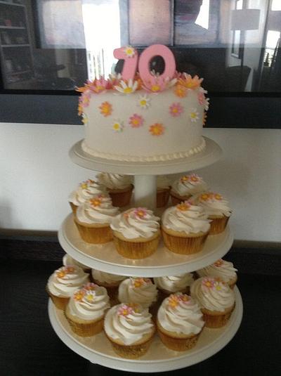 70th Cake and Cupcake Tower - Cake by Joseph Fougere