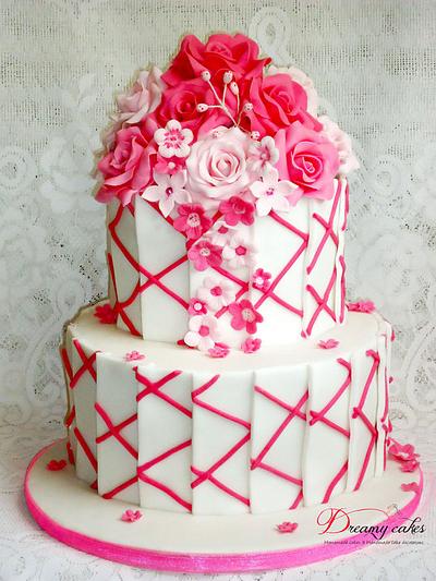 Contemporary Hot pink wedding cake - Cake by Ellie Douglas