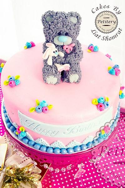 Tatty teddy bear birthday cake filled with chocolate ganache - Cake by Petitery cakes