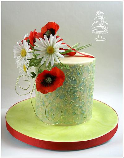 Poppies and daisies - Cake by Uliana Kotsaba