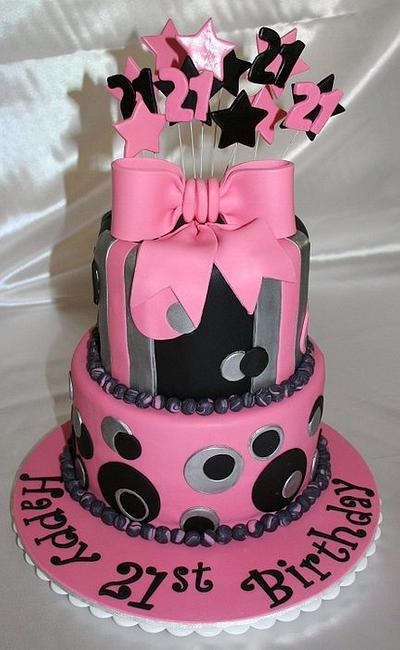 Pink and Black 21st Cake - Cake by Michelle Amore Cakes