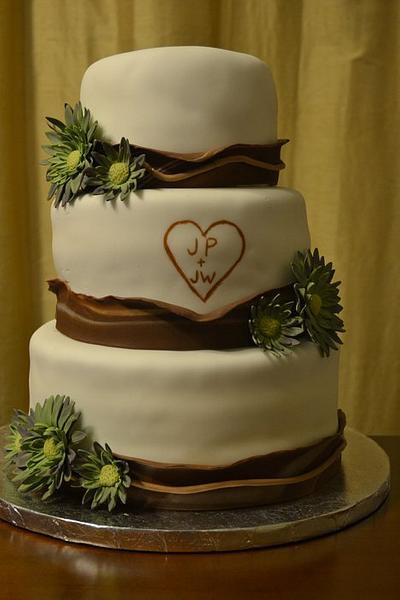 Wood Themed wedding cake  - Cake by Cakesbylala