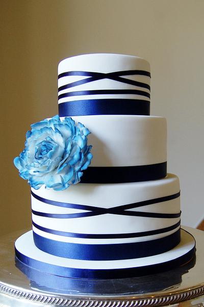 Navy Themed Peony Cake  - Cake by Tiers Of Happiness