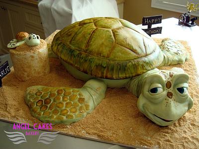 Sea Turtle and Baby Turtle - Cake by Angel Cakes