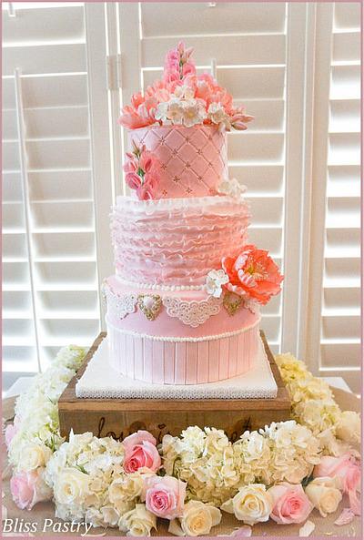Blush Pink and Peonies - Cake by Bliss Pastry