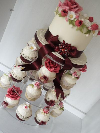 Jackie wedding cake and cupcakes - Cake by Scrummy Mummy's Cakes