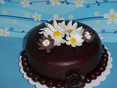 Chocolate cake with daisies - Cake by June ("Clarky's Cakes")