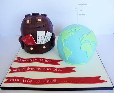 Globe and Rucksack cake - Cake by Amy