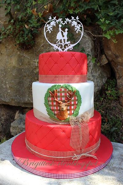 Rustic Wedding cake with deerhead - Cake by Brigittes Tortendesign