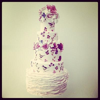 Hand painted wedding cake. - Cake by Swt Creation