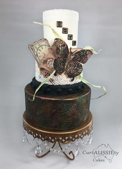 " Vintage metalic Butterfly" cake - Cake by CuriAUSSIEty  Cakes