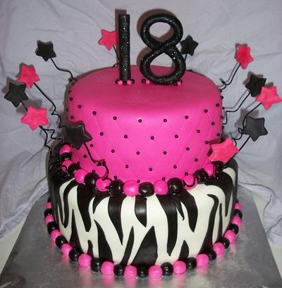 Zebra and Hot Pink - Cake by Tracy's Custom Cakery LLC