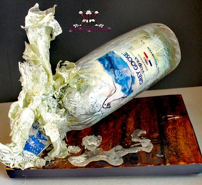 Bottle breaking gravity cake - Cake by Kayotic Konfections 
