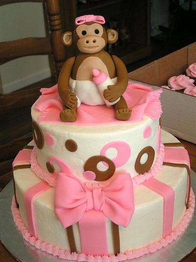 Pink baby monkey - Cake by Cake Creations by Christy