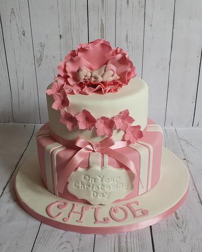 Floral Christening cake - Cake by Cacalicious
