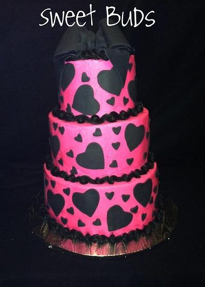 Hot pink hearts - Cake by Angelica