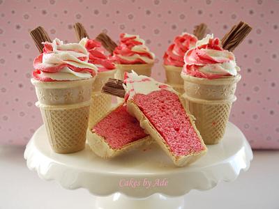 Pink ice-cream cone cupcakes - May 2011 - Cake by Cakes by Ade
