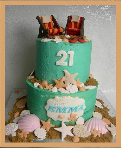 Beach themed Cake for Emma's 21st - all edible - Cake by Mel_SugarandSpiceCakes