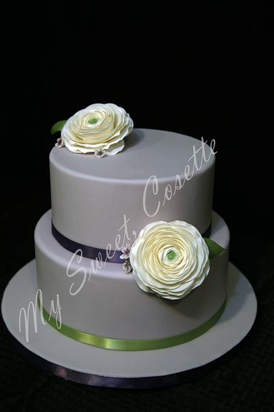 Simple and Sweet Lavender Cake with Ranunculus - Cake by Cosette