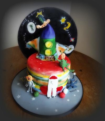 Aliens & Autism Rocket - Sugar Art 4 Autism Collaboration - Cake by Fifi's Cakes