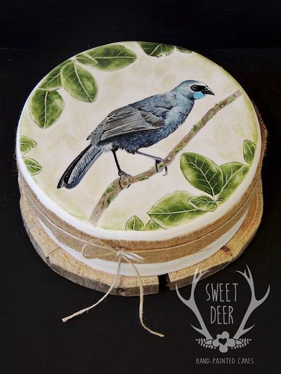 The Kokako (New Zealand Endangered Bird) - Cake by Sweet Deer Hand-Painted Cakes