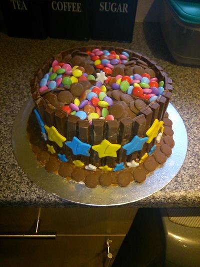 kitkat smarties and buttons  - Cake by cakealicious cake 